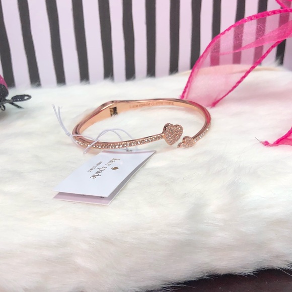 NWT KATE SPADE ♠️ YOURS TRULY OPEN HINGE PAVE CUFF - Picture 3 of 7